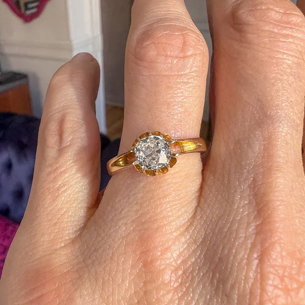 Antique Diamond Solitaire Ring, Old Mine 0.80ct.