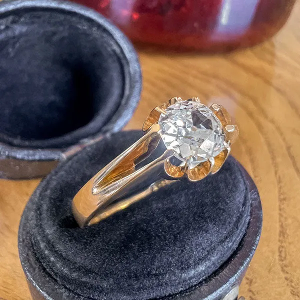 Antique Diamond Solitaire Ring, Old Mine 0.80ct.