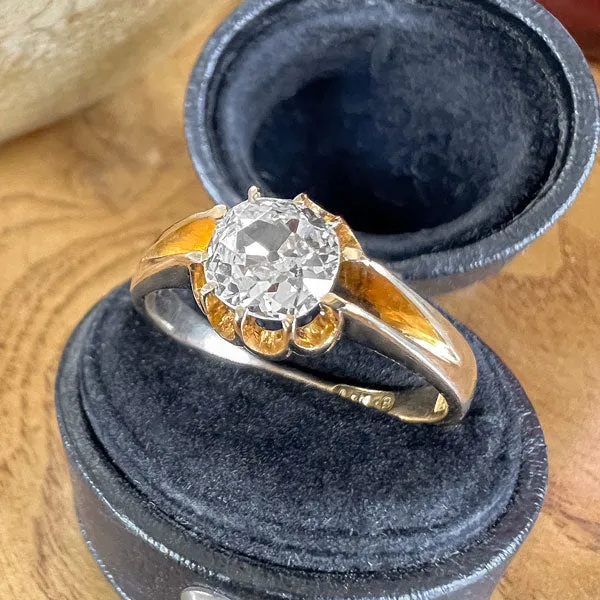 Antique Diamond Solitaire Ring, Old Mine 0.80ct.