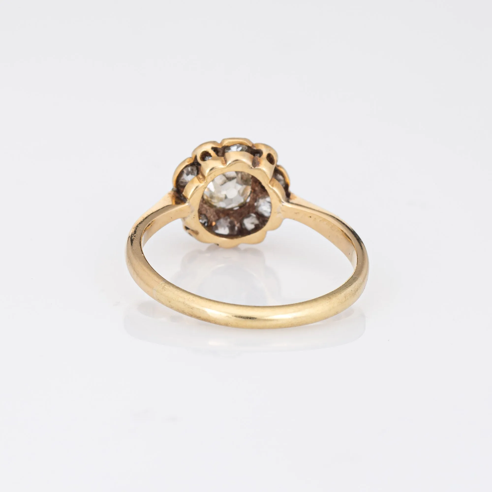 Antique Victorian Diamond Engagement Ring Cluster 18k Yellow Gold Sz 6 Bridal