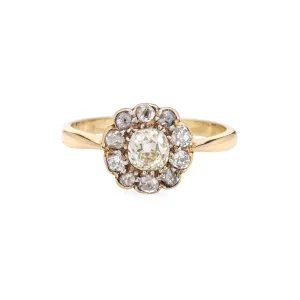 Antique Victorian Diamond Engagement Ring Cluster 18k Yellow Gold Sz 6 Bridal