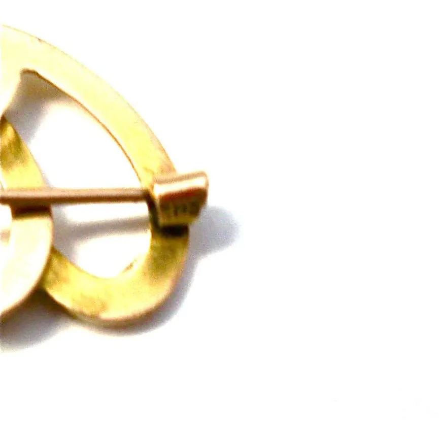 Antique Victorian Double Heart Brooch 10K