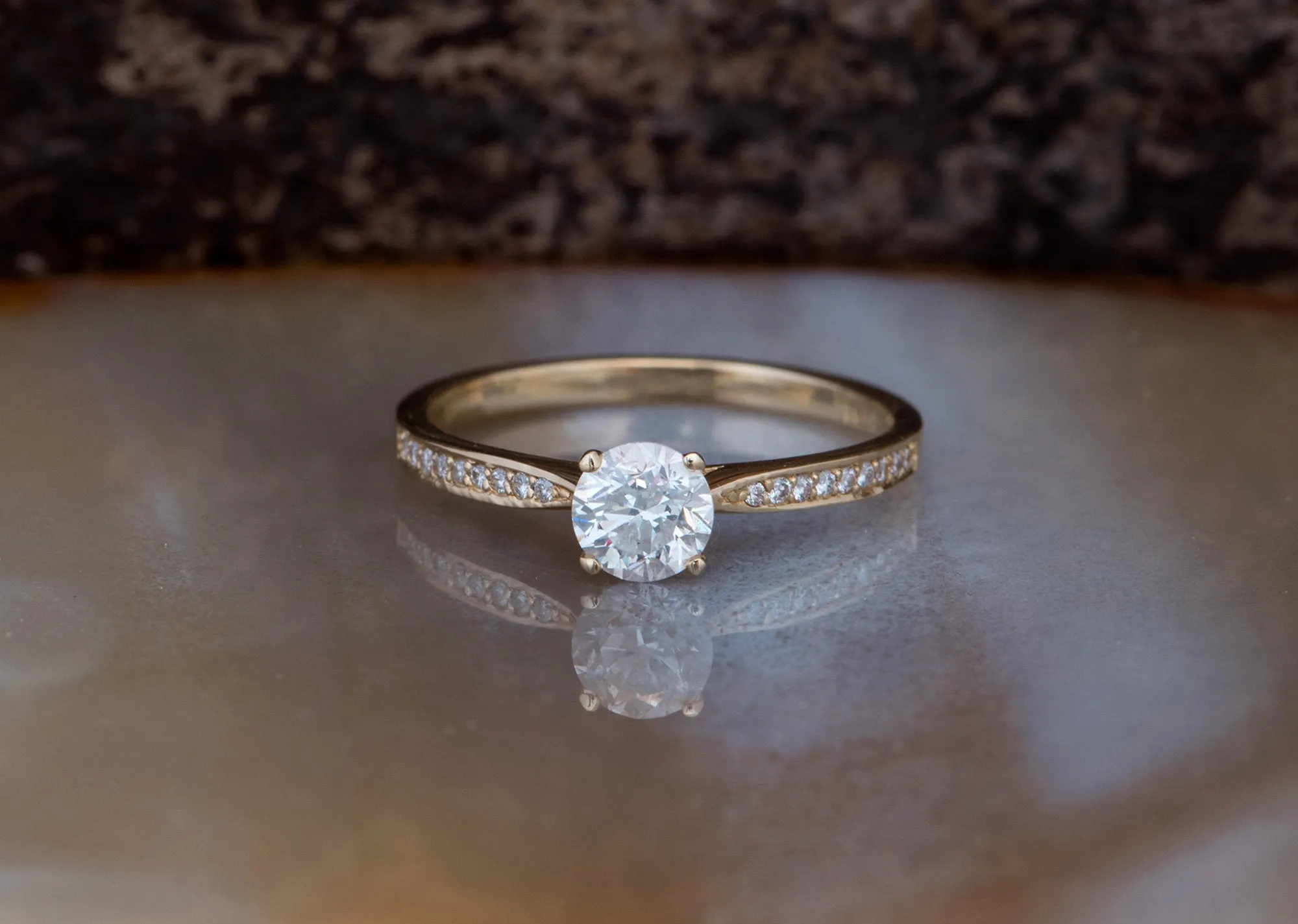 Art deco Engagement Diamond Yellow Gold Ring 0.32 carat-Women Jewelry-Promise ring