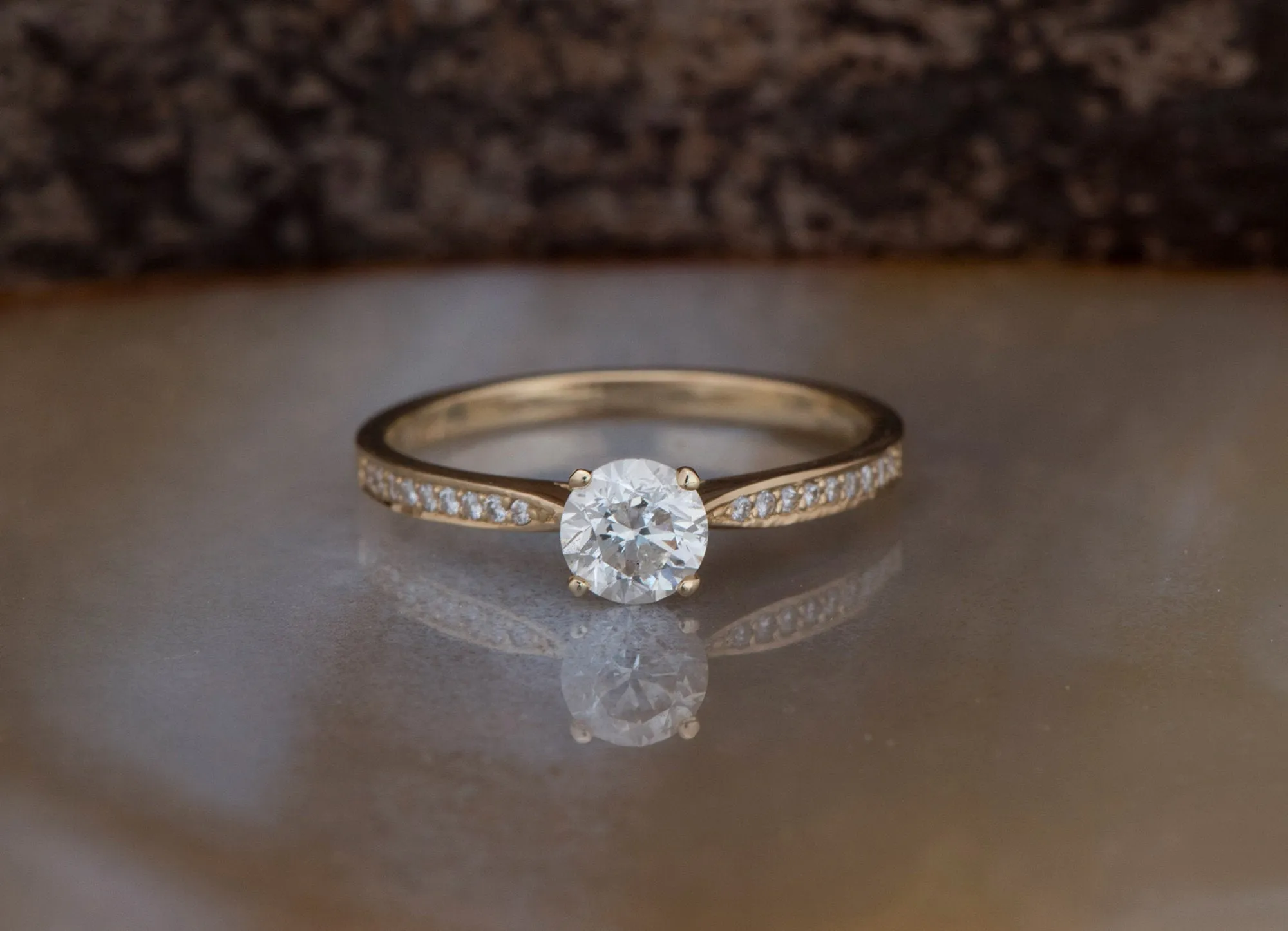 Art deco Engagement Diamond Yellow Gold Ring 0.32 carat-Women Jewelry-Promise ring
