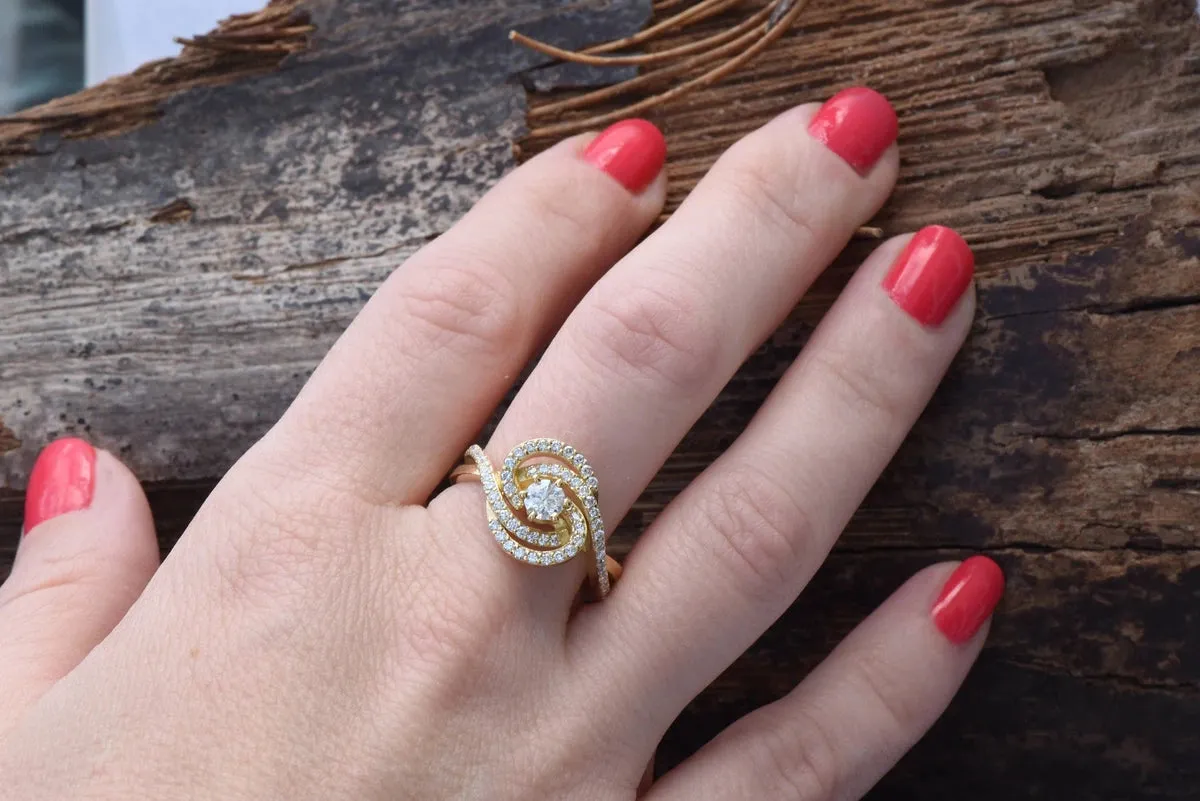 Art deco ring-Diamond Vintage engagement ring- Gold Ring-Women Jewelry-Unique diamond ring-Promise ring-Filigree engagement ring-For Her