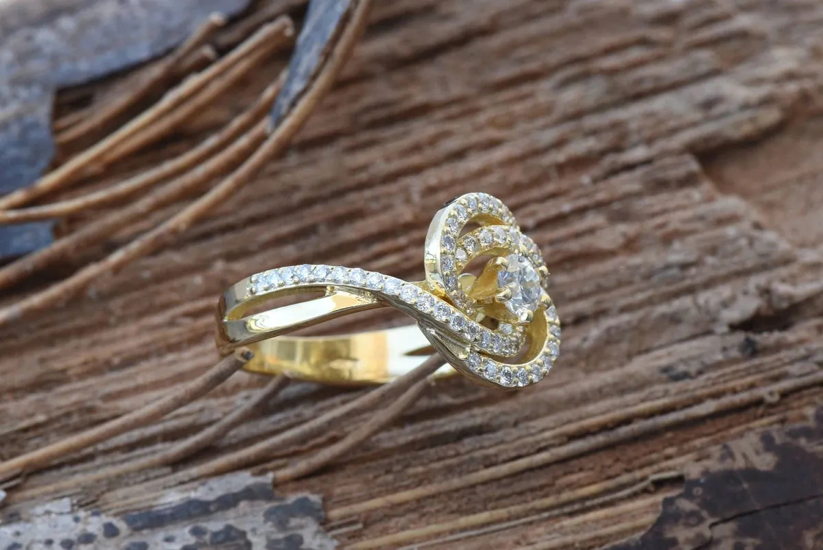 Art deco ring-Diamond Vintage engagement ring- Gold Ring-Women Jewelry-Unique diamond ring-Promise ring-Filigree engagement ring-For Her