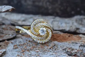 Art deco ring-Diamond Vintage engagement ring- Gold Ring-Women Jewelry-Unique diamond ring-Promise ring-Filigree engagement ring-For Her