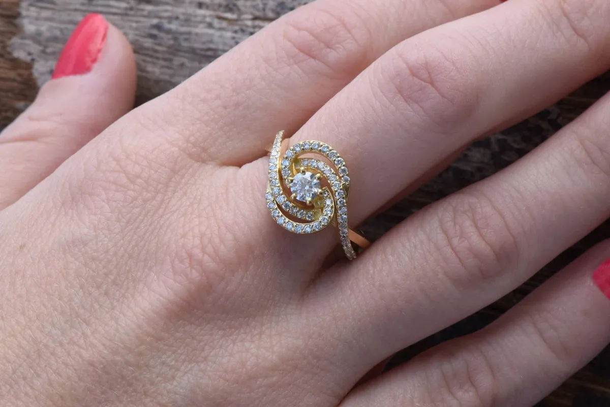 Art deco ring-Diamond Vintage engagement ring- Gold Ring-Women Jewelry-Unique diamond ring-Promise ring-Filigree engagement ring-For Her