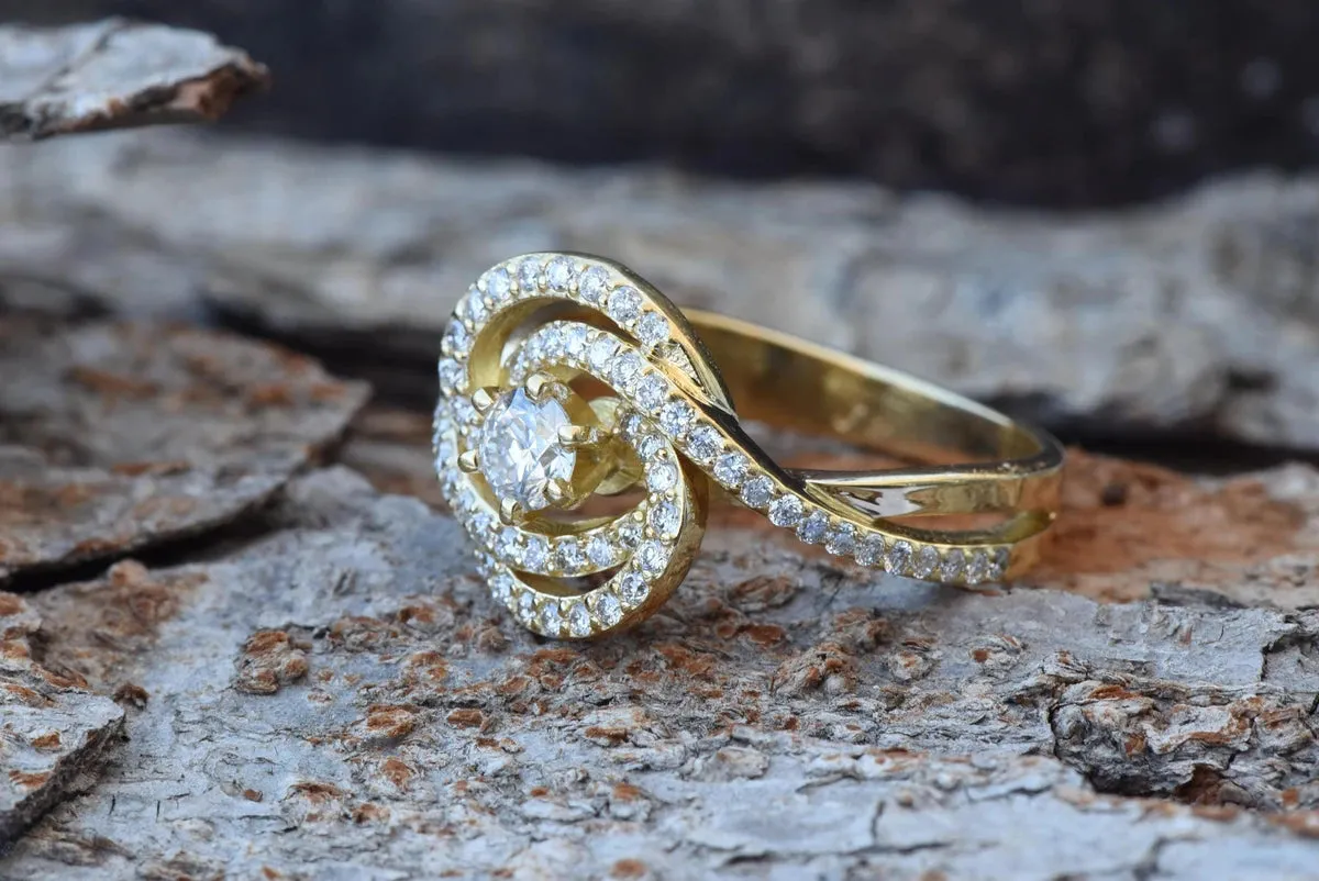 Art deco ring-Diamond Vintage engagement ring- Gold Ring-Women Jewelry-Unique diamond ring-Promise ring-Filigree engagement ring-For Her