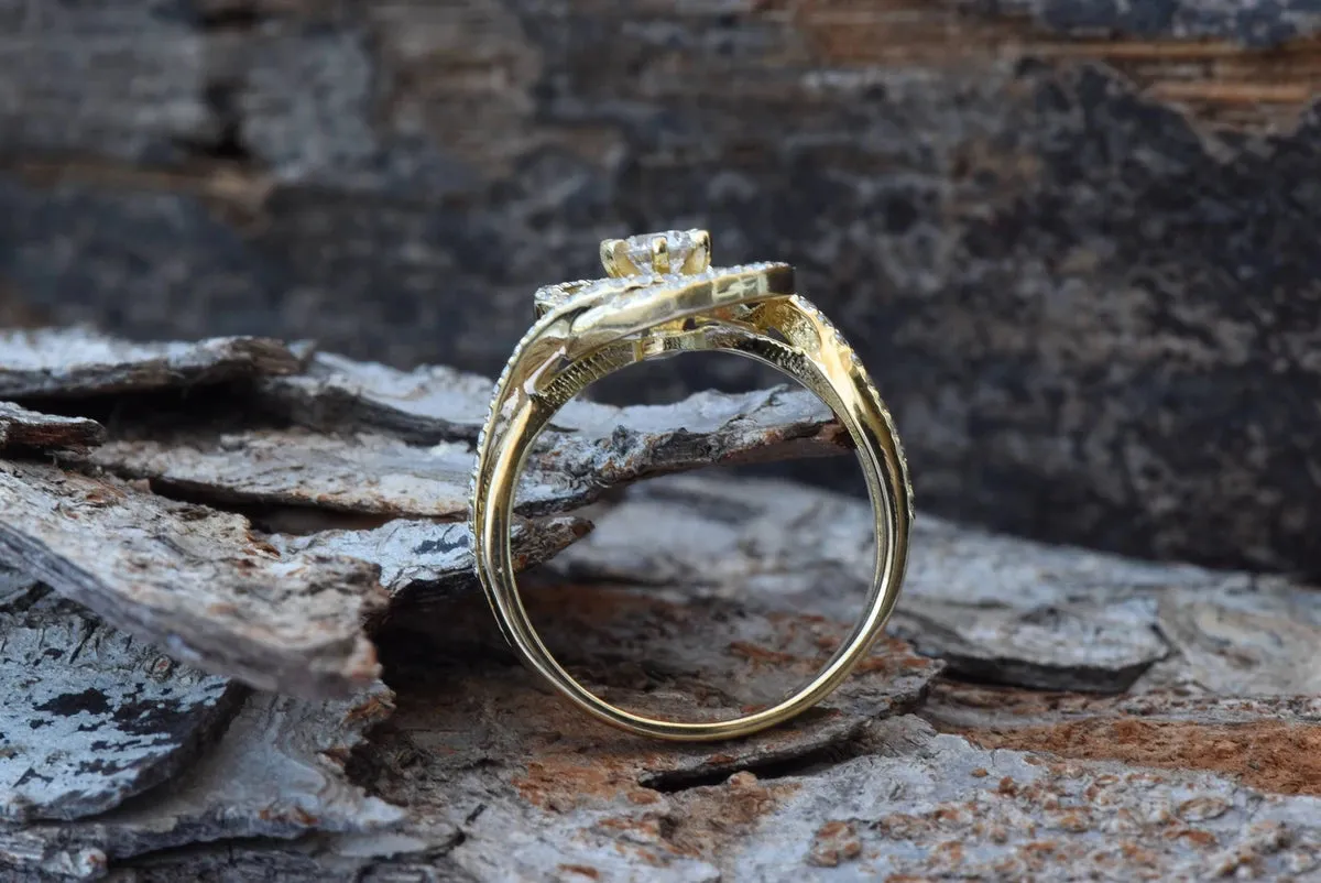 Art deco ring-Diamond Vintage engagement ring- Gold Ring-Women Jewelry-Unique diamond ring-Promise ring-Filigree engagement ring-For Her