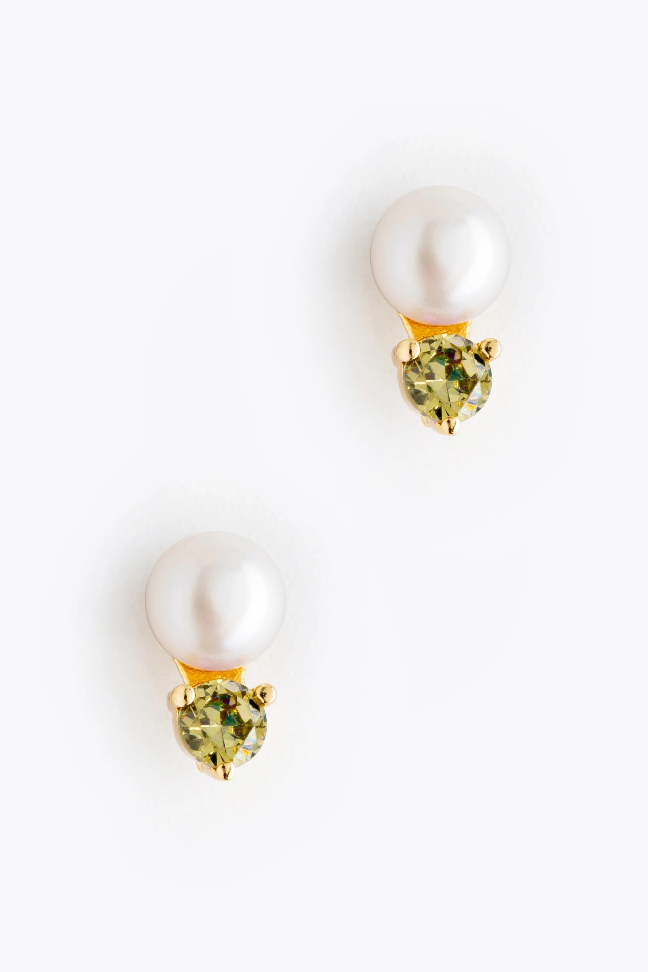 August Pearl Peridot Stud Earrings