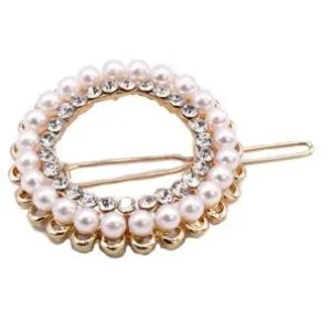 Avery rhinestone pearl hair clip - (Pair) Gold
