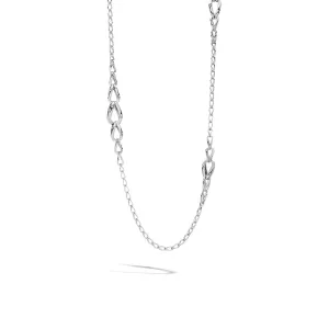 Bamboo 14MM Graduated Link Necklace in Silver