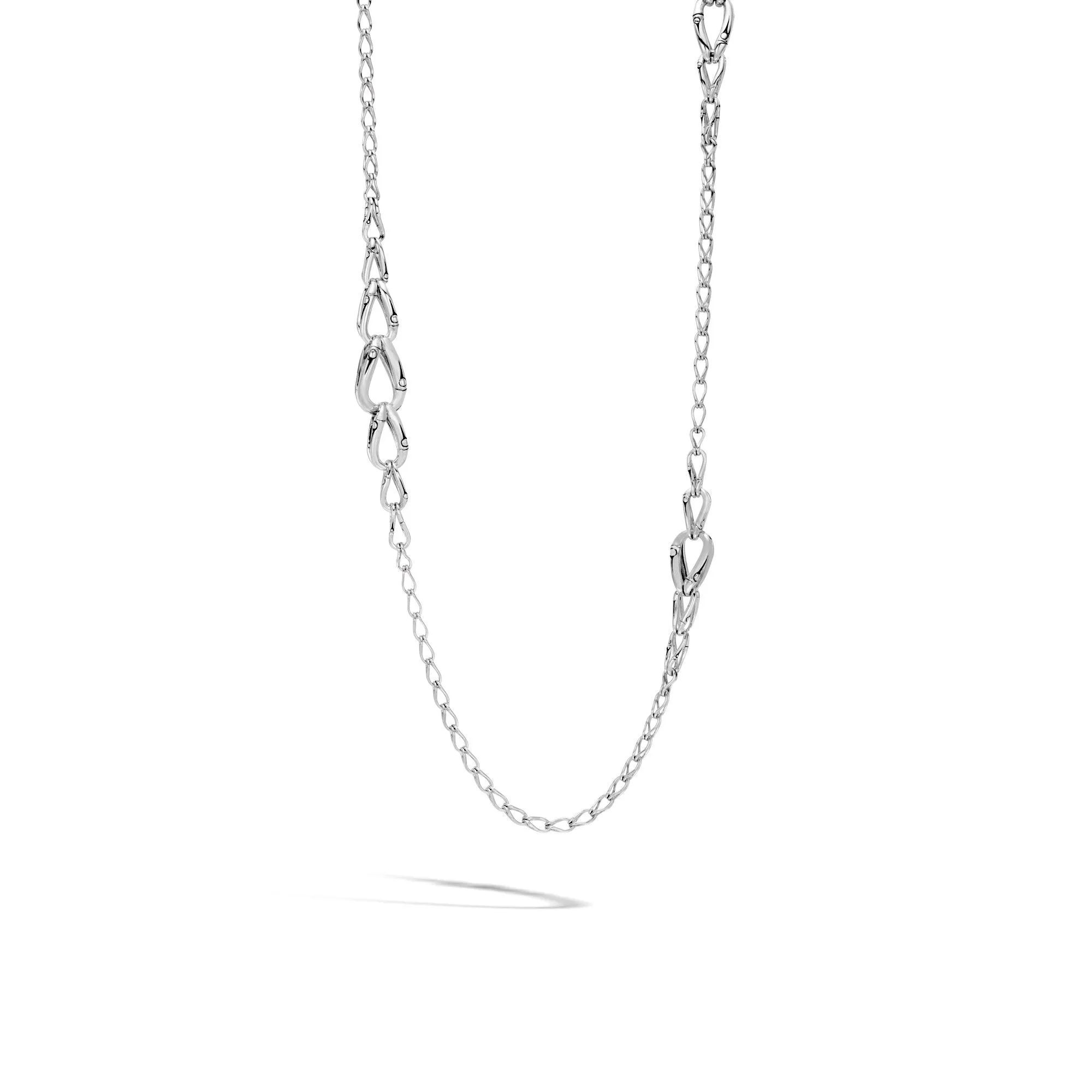 Bamboo 14MM Graduated Link Necklace in Silver