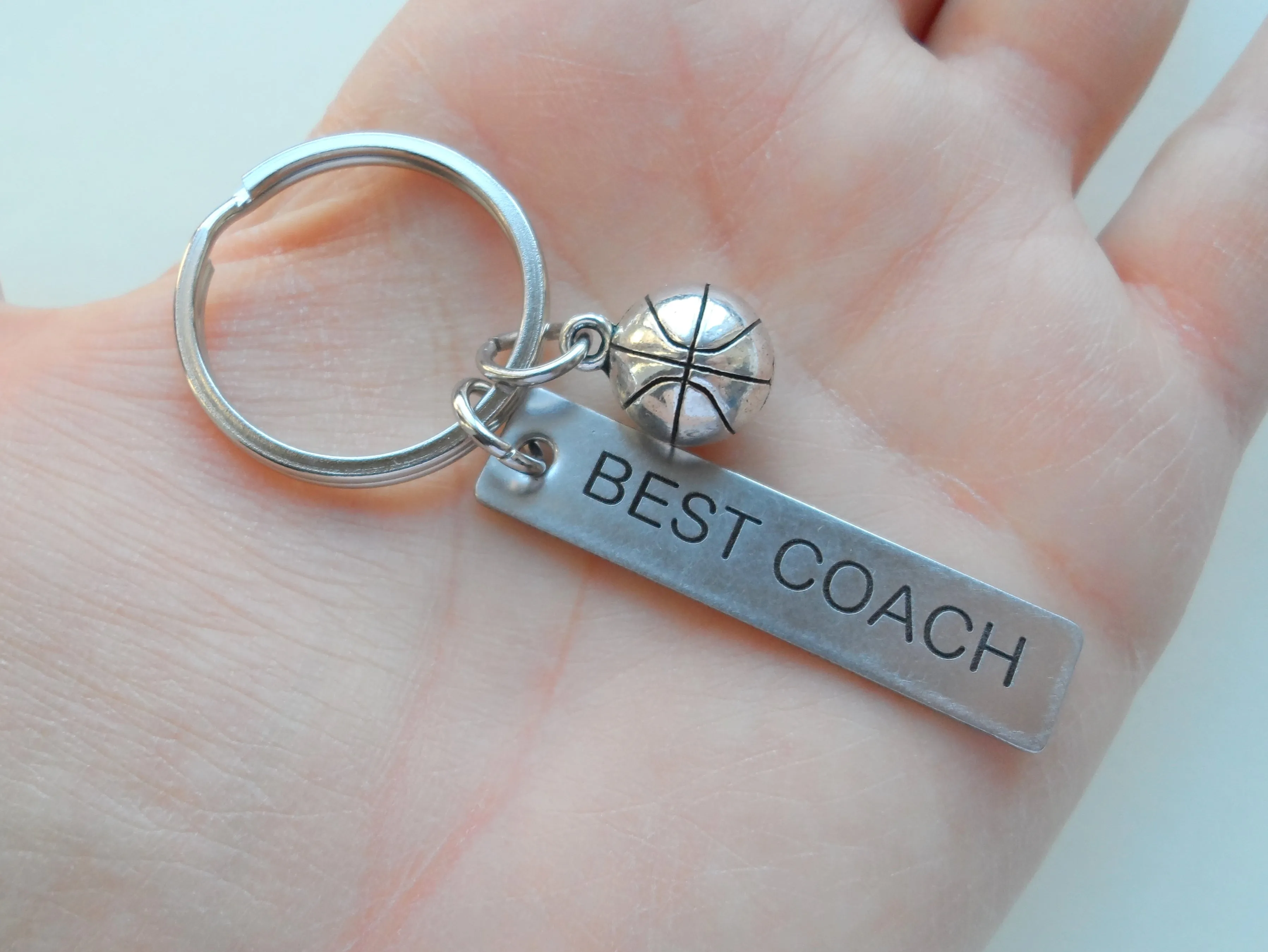 Basketball Coach Appreciation Gift • Engraved "Best Coach" Keychain | Jewelry Everyday