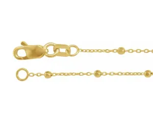 Beaded 14k Yellow Gold Cable 1mm Chain