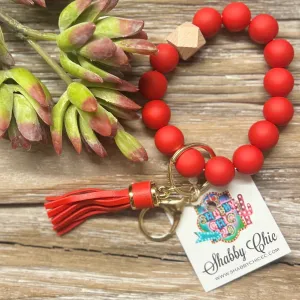 Beaded Bracelet Key Ring - Red