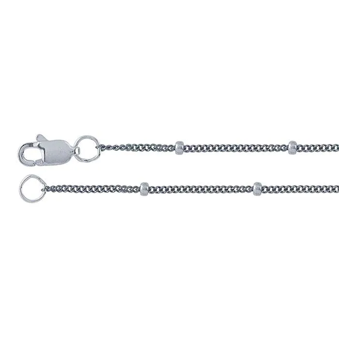 Beaded Cable Gunmetal Sterling Silver 1.2mm Chain