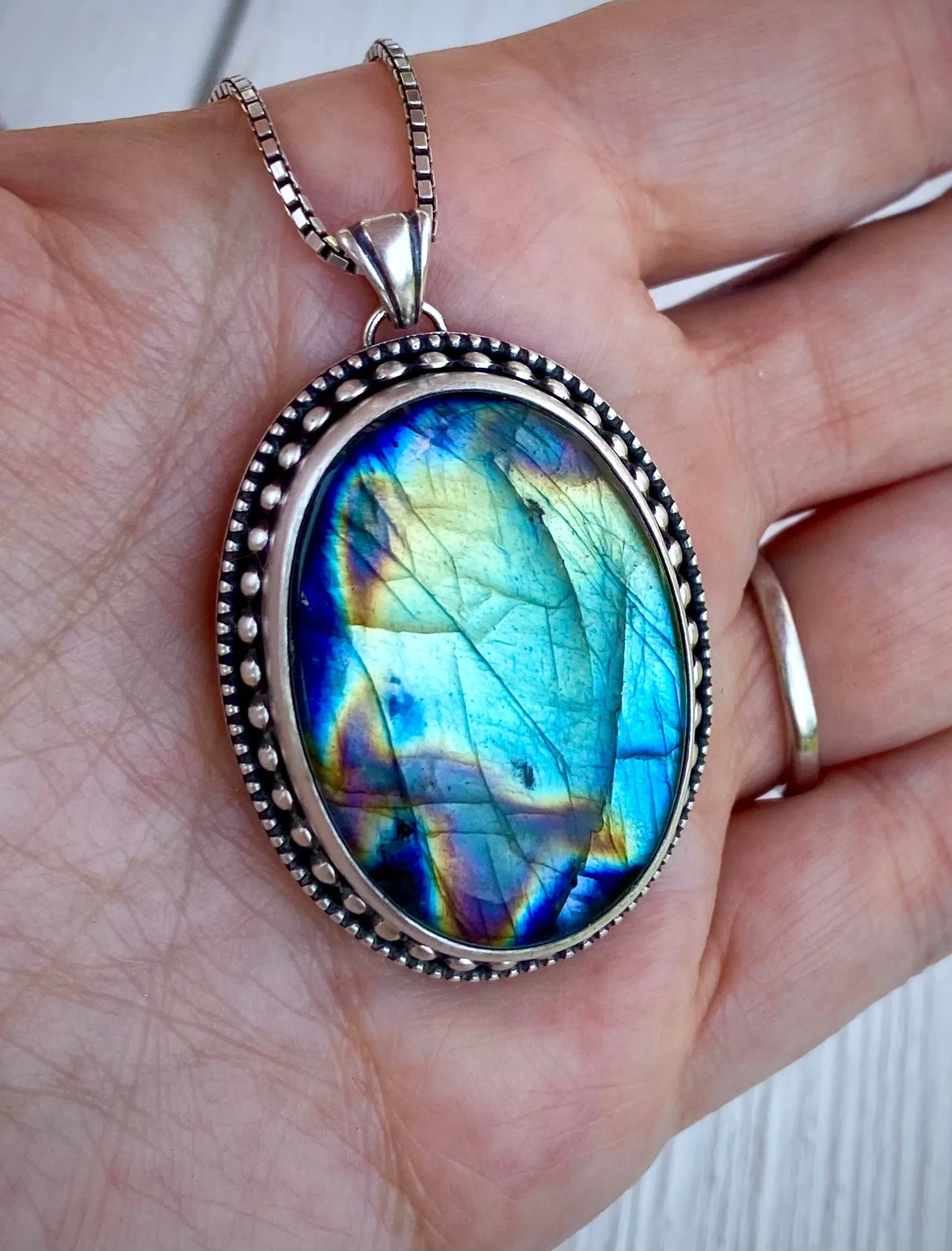 Beaded Labradorite Pendant