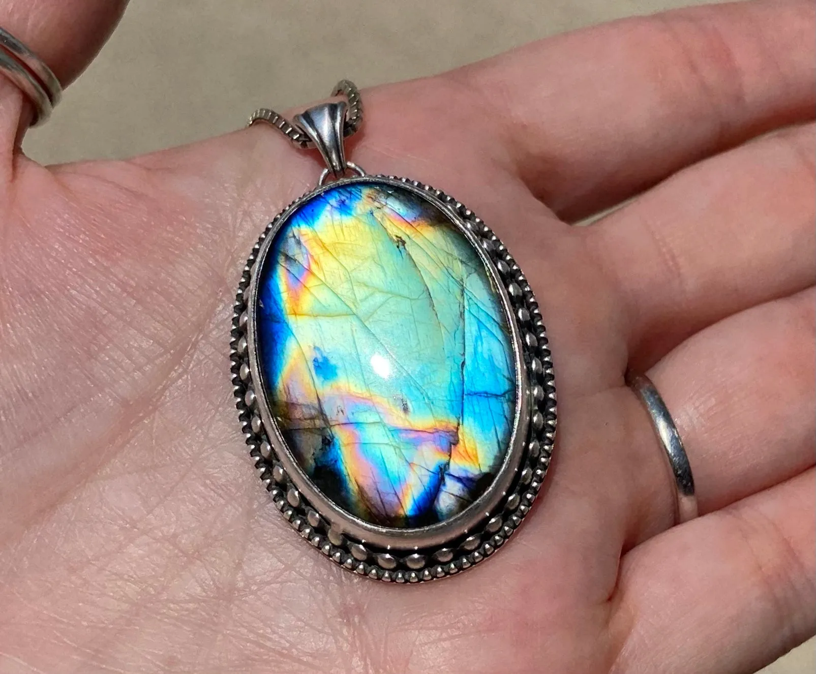 Beaded Labradorite Pendant
