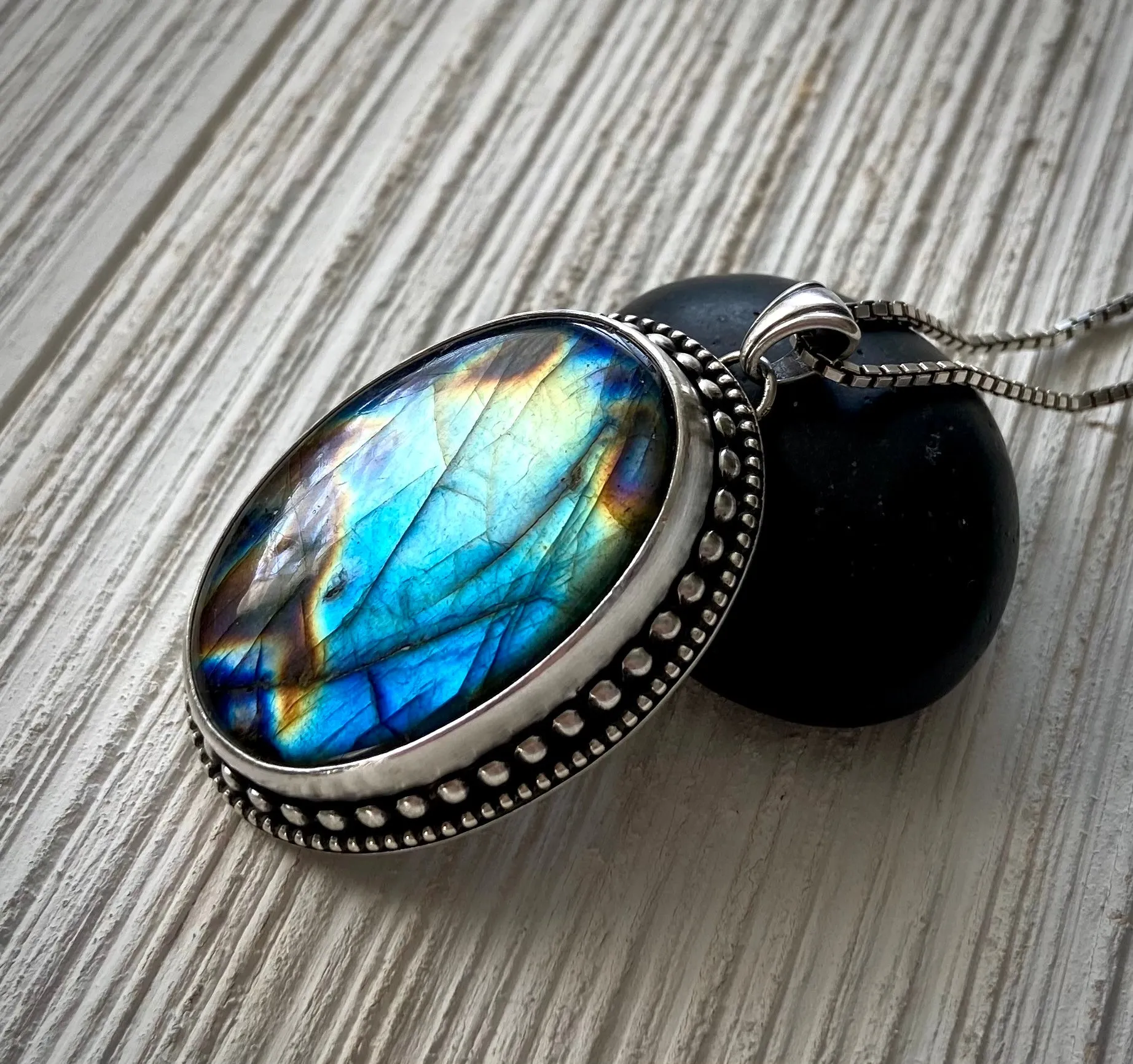 Beaded Labradorite Pendant