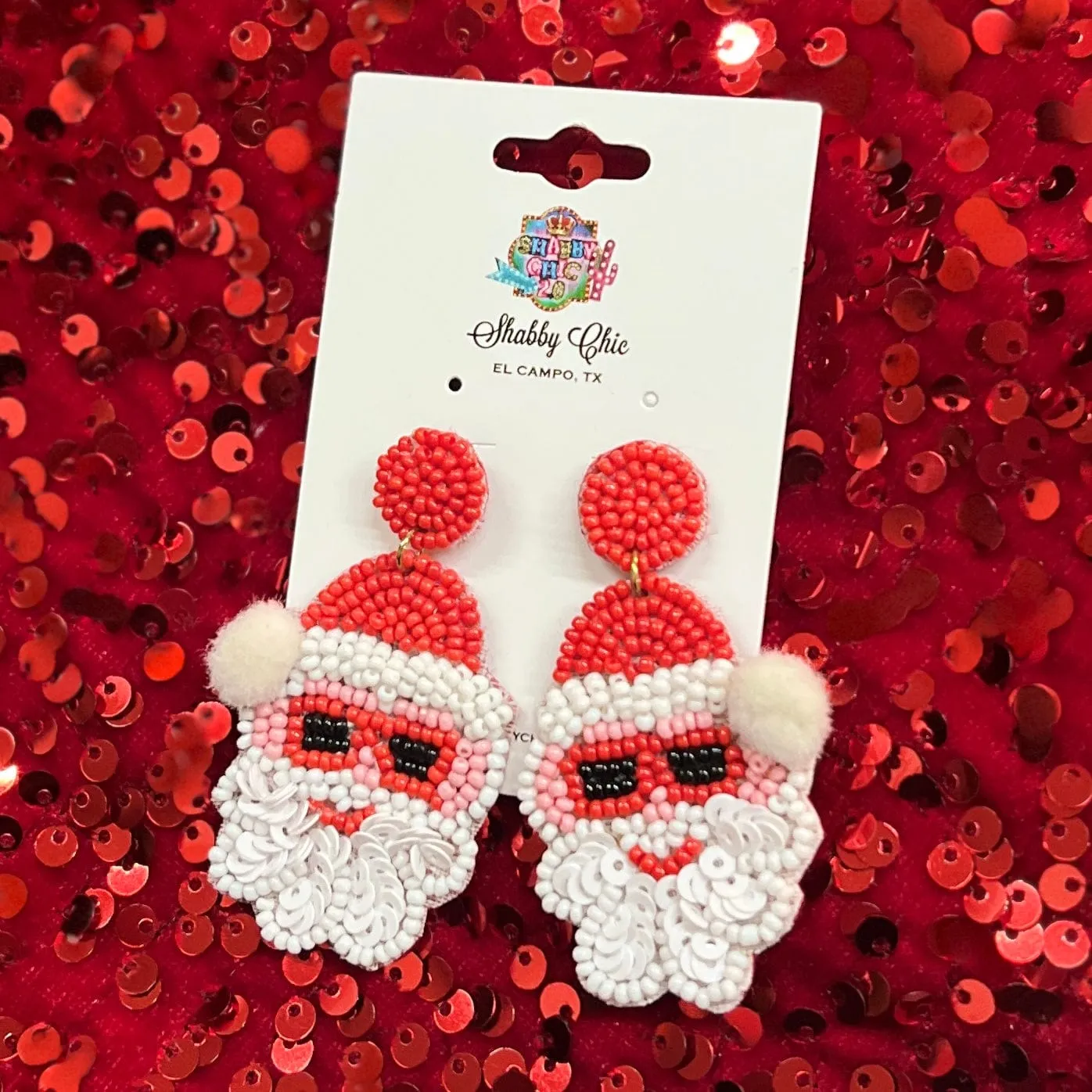 Beaded Santa with Sunglasses Earrings