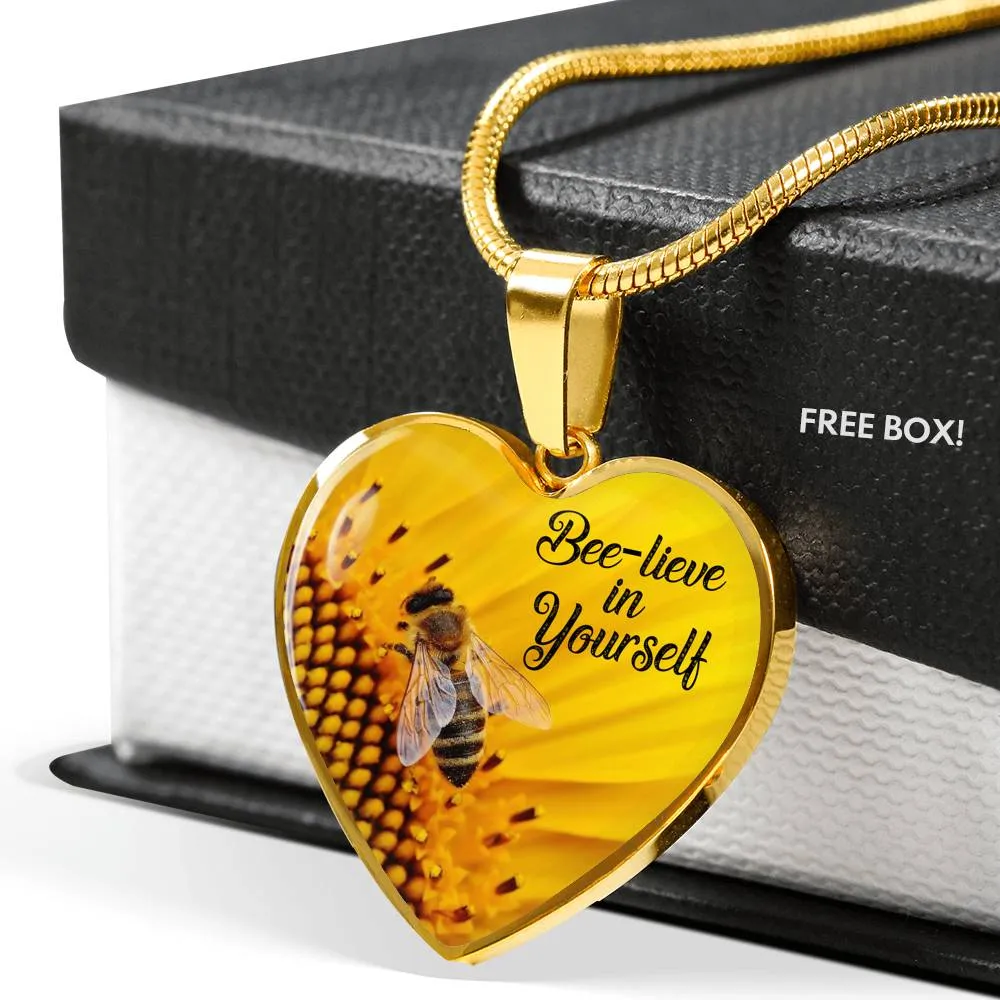 Bee-lieve in Yourself Necklace, Thinking of You Gift, Stay Strong, Positivity Gift