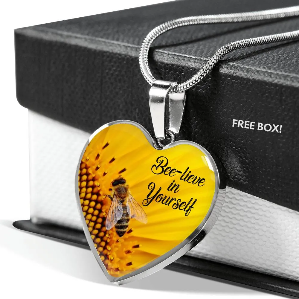 Bee-lieve in Yourself Necklace, Thinking of You Gift, Stay Strong, Positivity Gift