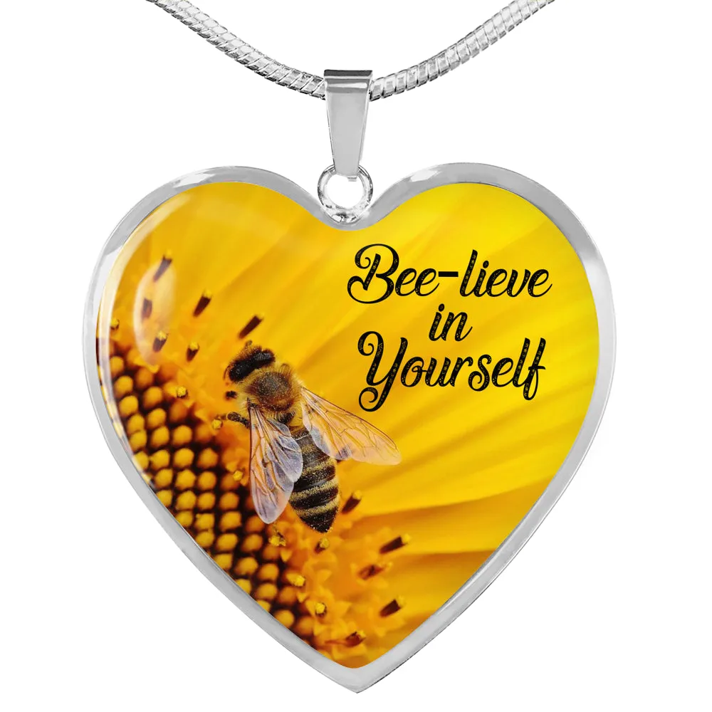 Bee-lieve in Yourself Necklace, Thinking of You Gift, Stay Strong, Positivity Gift