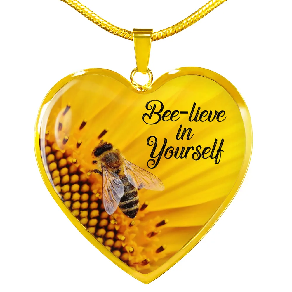Bee-lieve in Yourself Necklace, Thinking of You Gift, Stay Strong, Positivity Gift