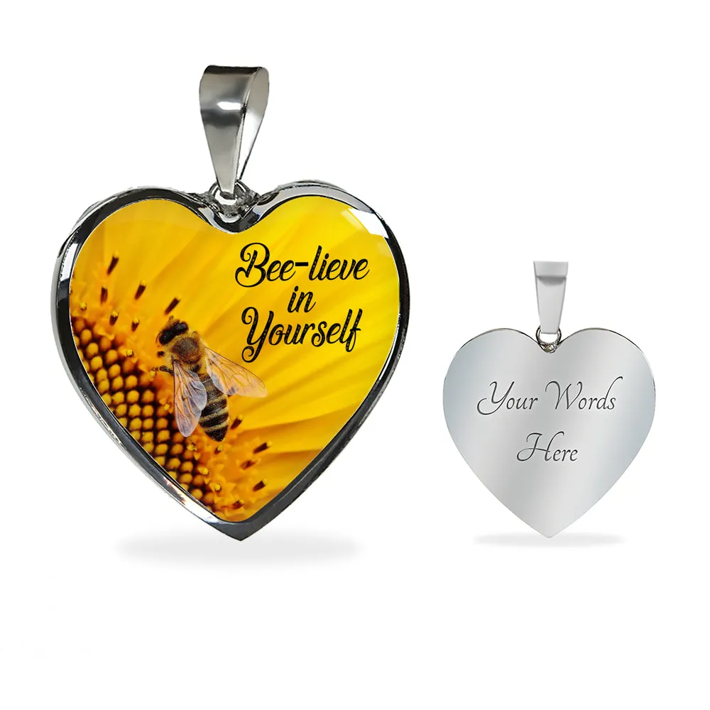 Bee-lieve in Yourself Necklace, Thinking of You Gift, Stay Strong, Positivity Gift