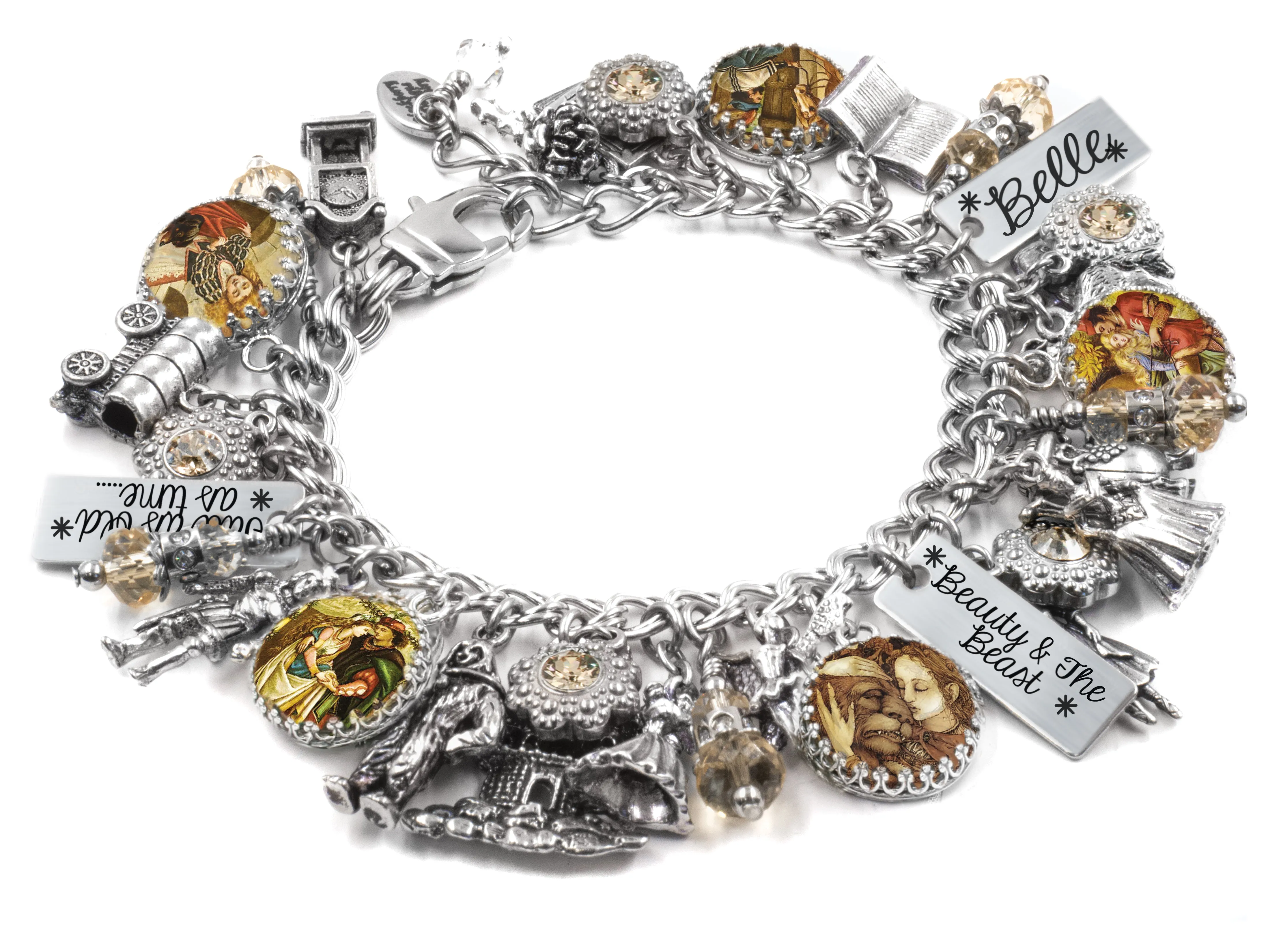 Belle and the Beast Crystal Charm Bracelet