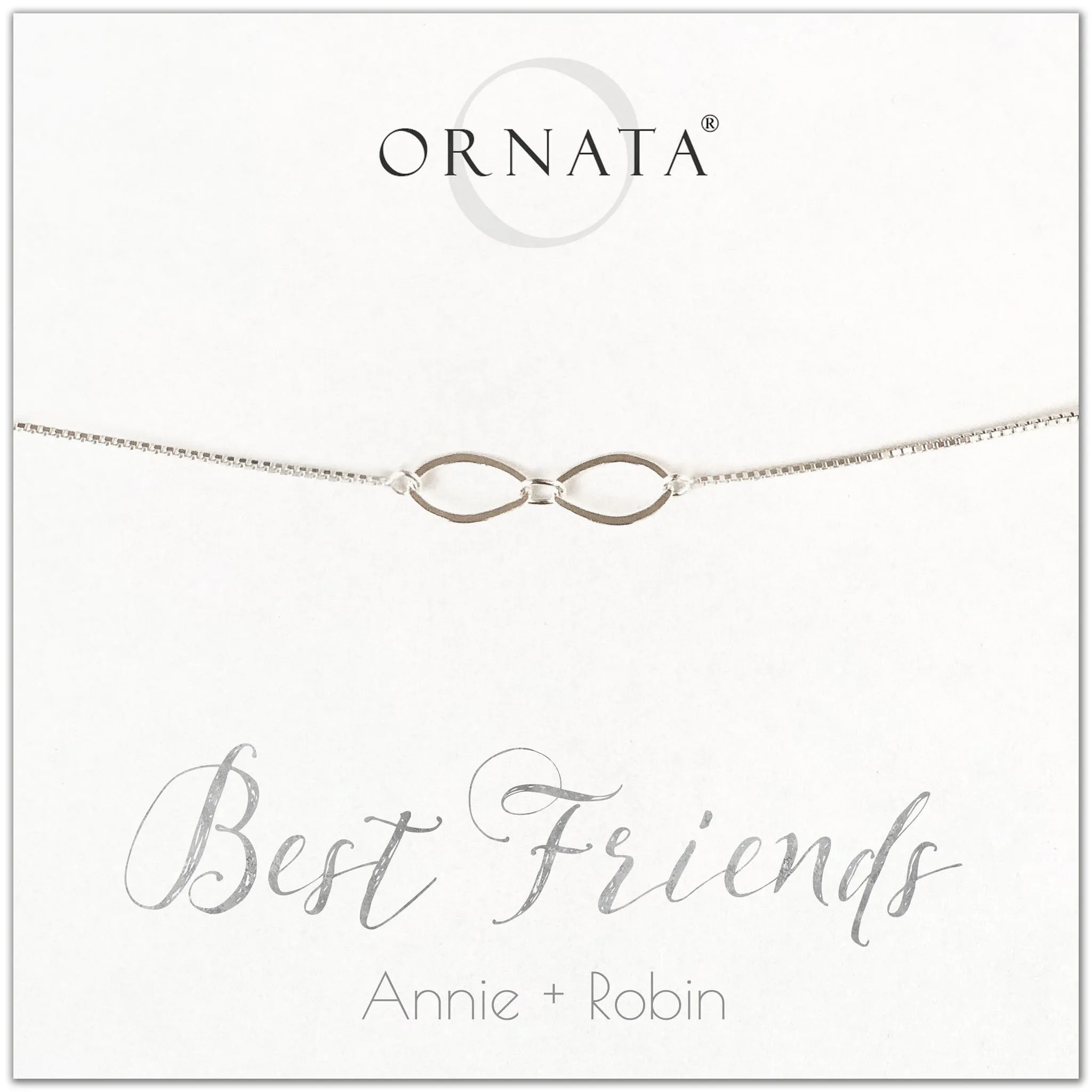 “Best Friends” Sterling Silver Bolo Bracelet on Personalized Jewelry Card