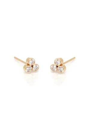 Bezel Set Diamond Trio Earrings