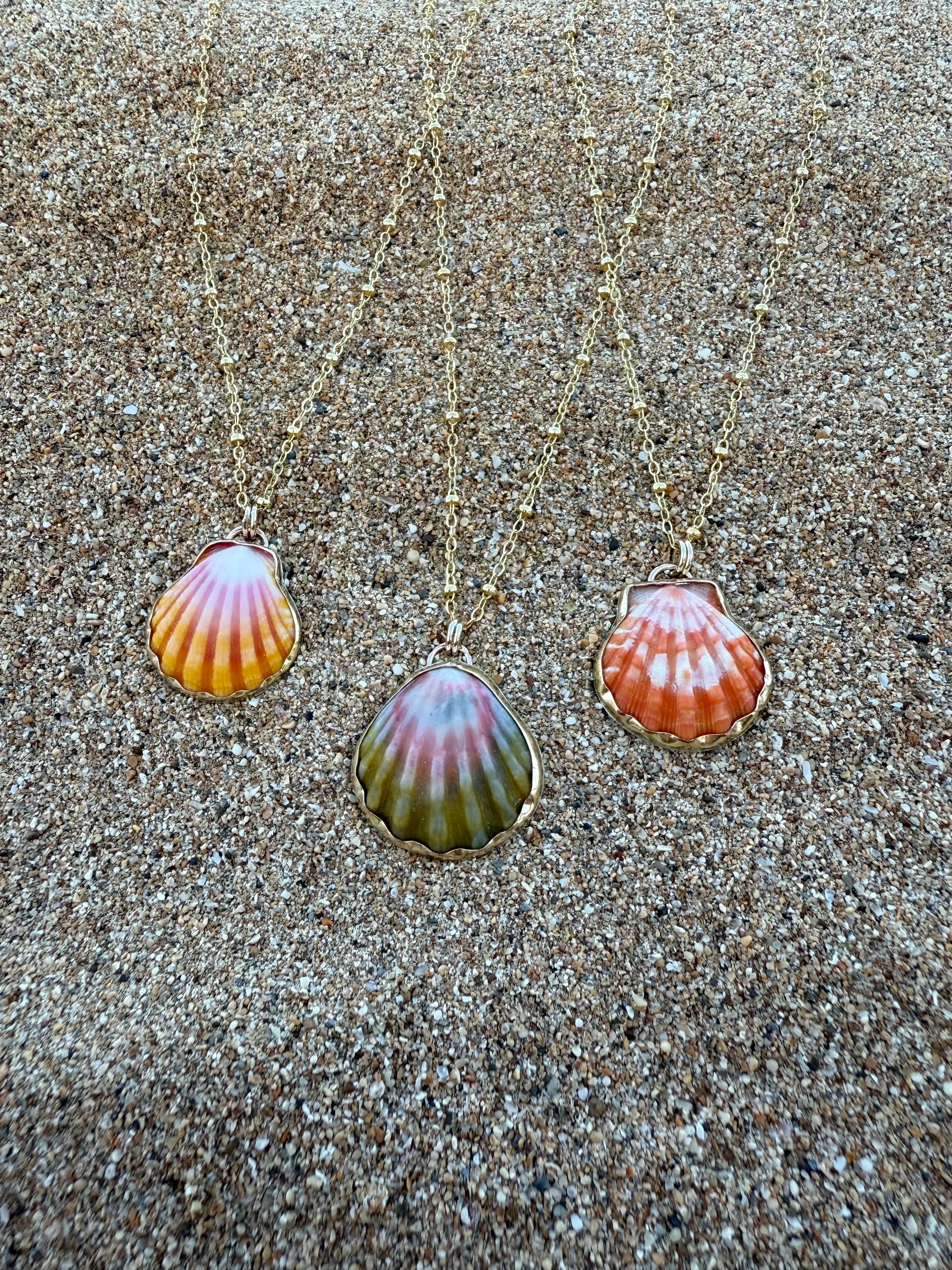 Bezeled Sunrise Shell Necklaces