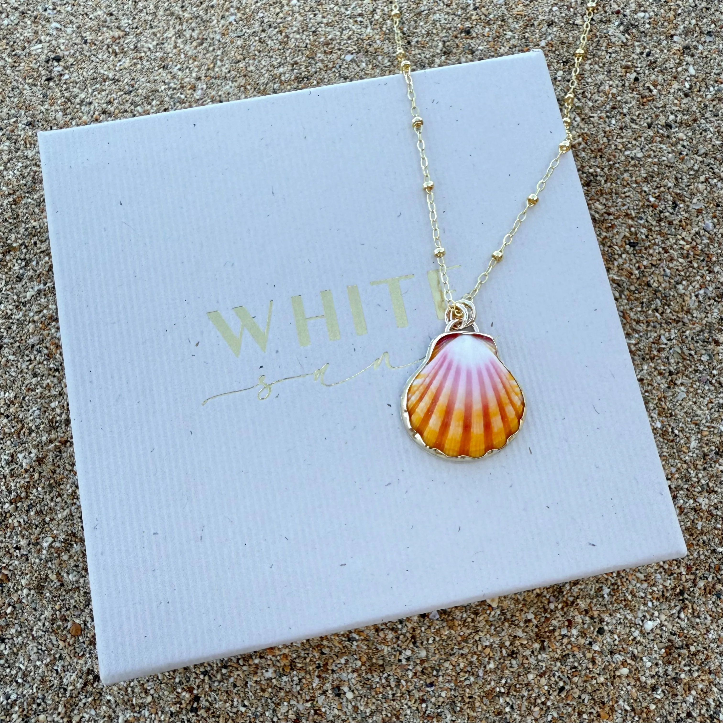 Bezeled Sunrise Shell Necklaces