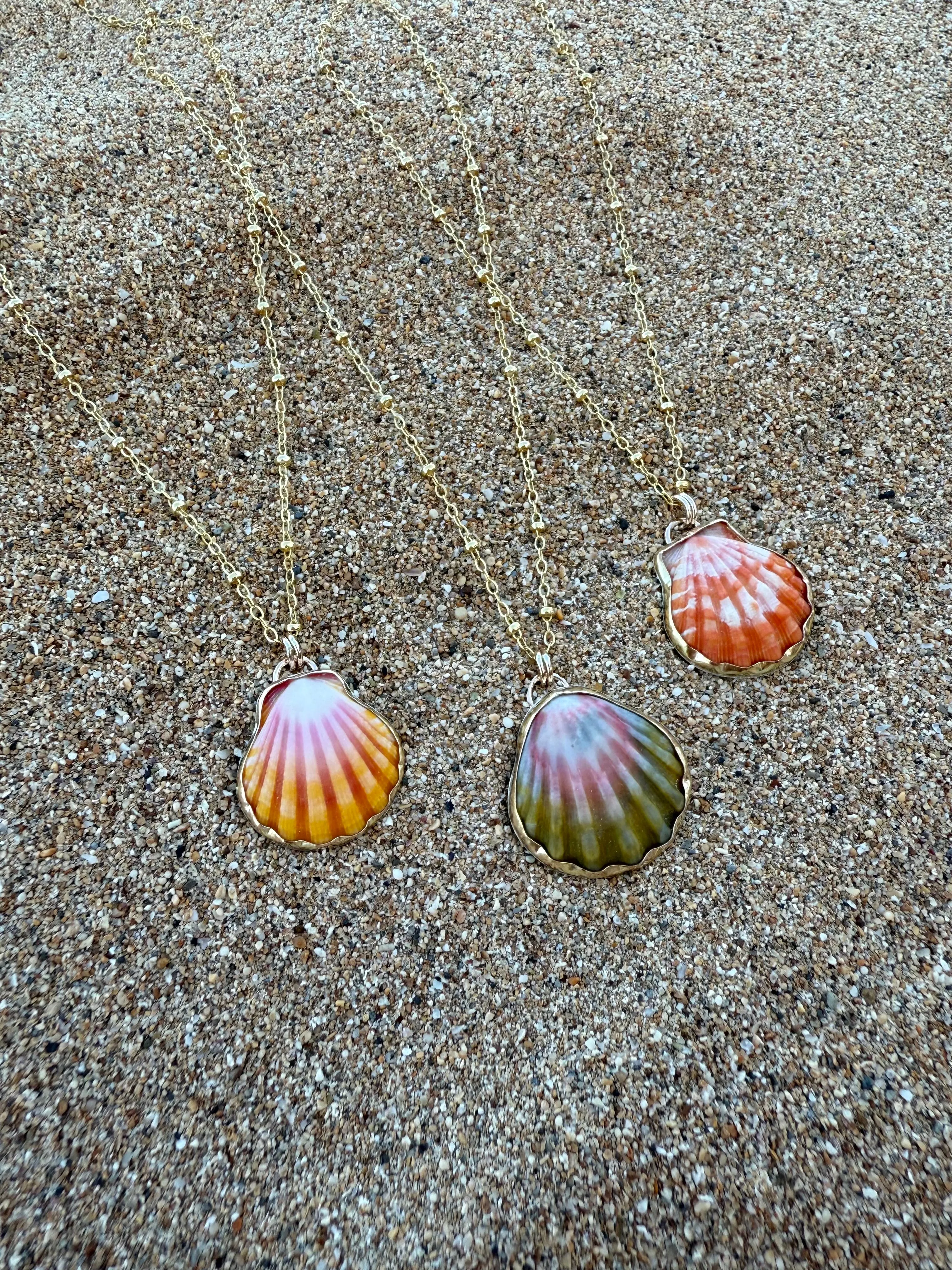 Bezeled Sunrise Shell Necklaces