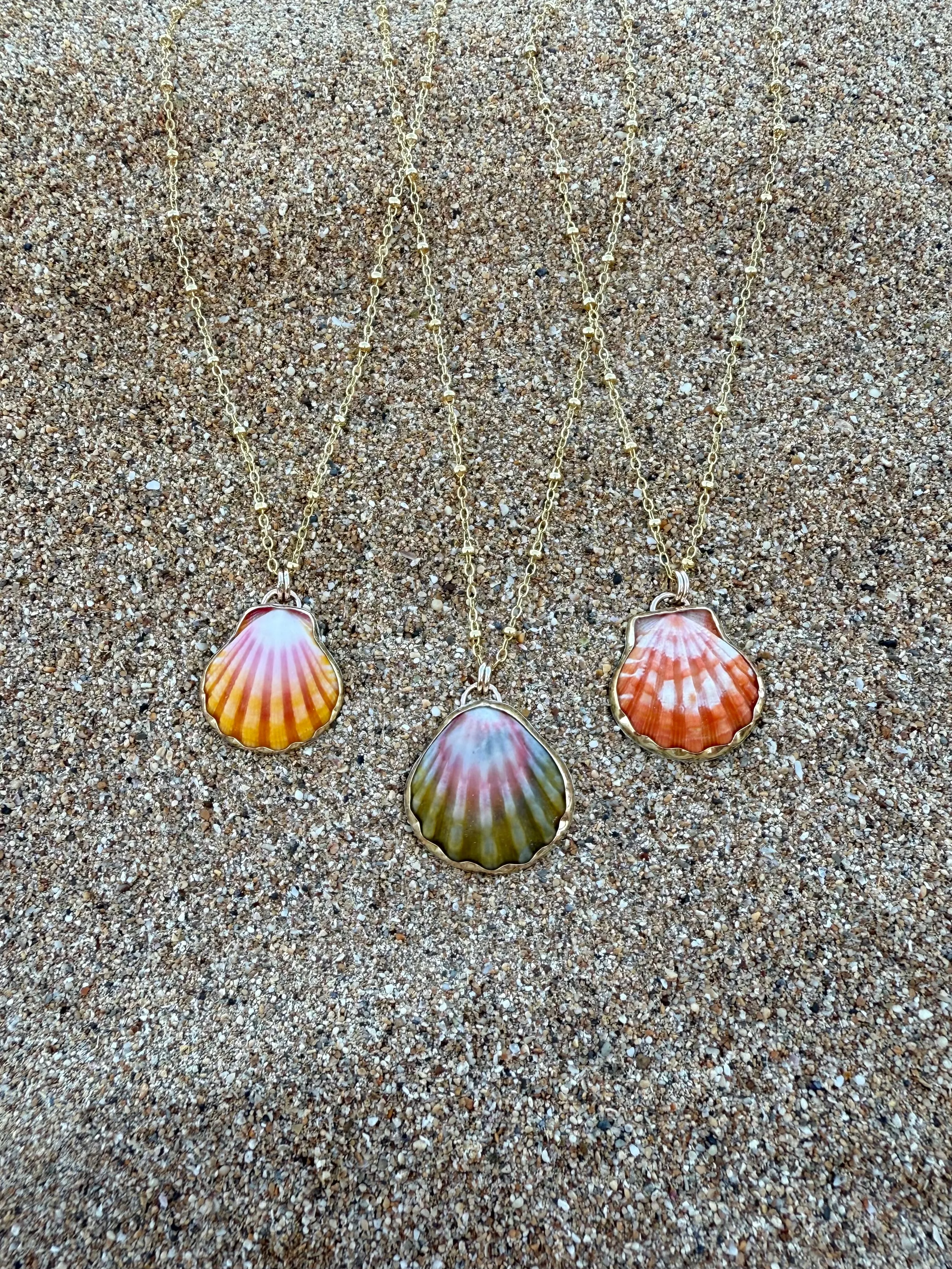 Bezeled Sunrise Shell Necklaces