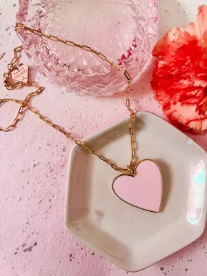 BIG HEART NECKLACE  LIGHT PINK