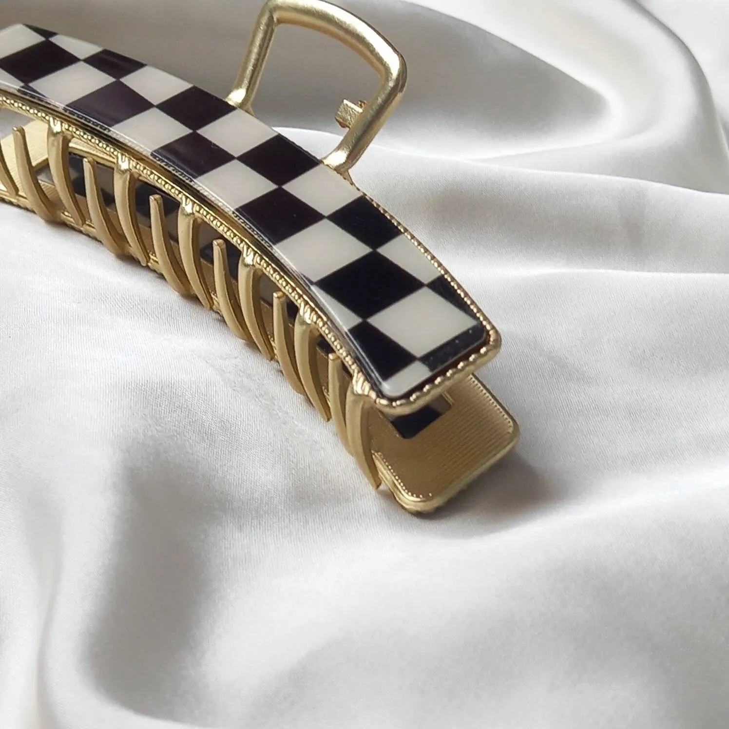 Black & White Retro Hair Clip - Black Hair Clip, Funky Hair Clip, 70's Accessories, Vintage Style Hair Clip, Checkered Hair Clips In The UK