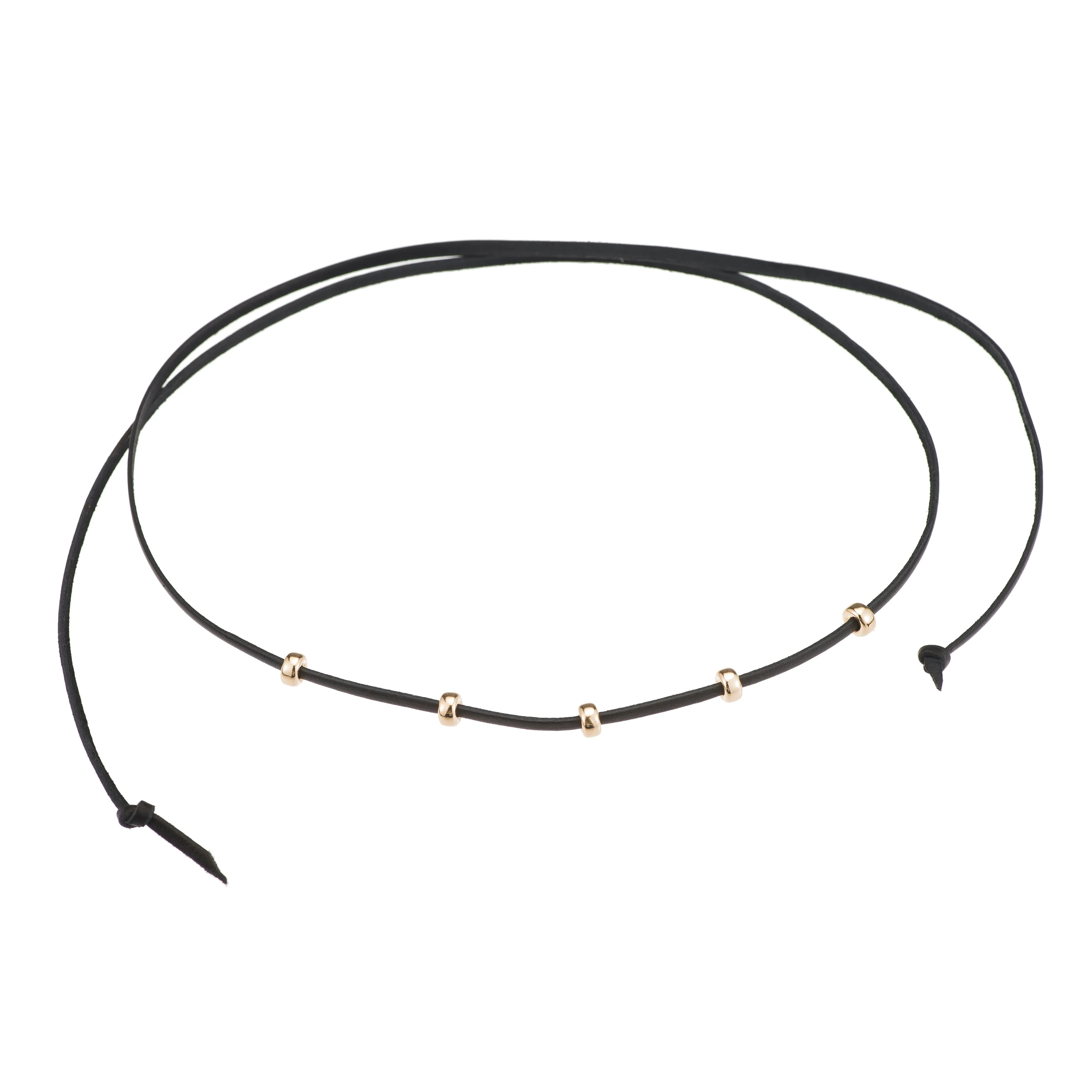 Black And Gold Leather Necklace
