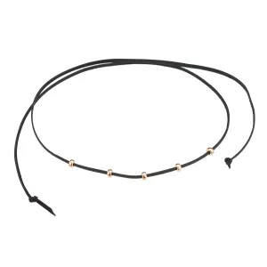 Black And Gold Leather Necklace