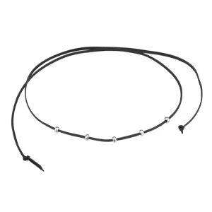 Black And Silver Leather Necklace