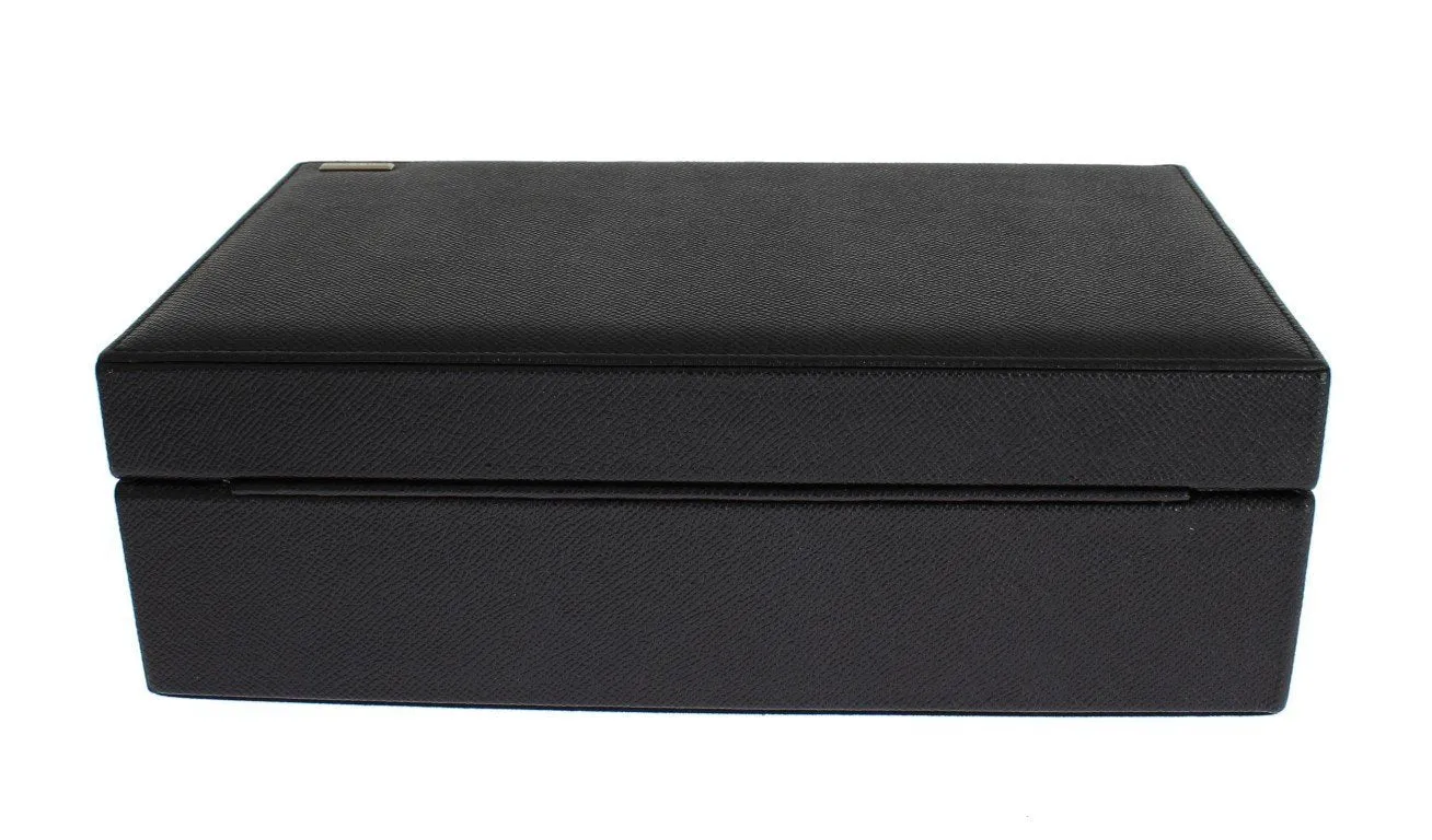 Black Dauphine Leather Watch Jewelry Sunglasses Case