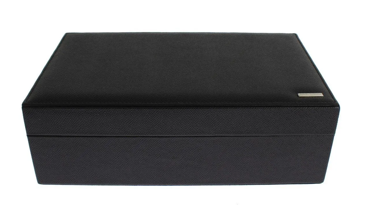 Black Dauphine Leather Watch Jewelry Sunglasses Case