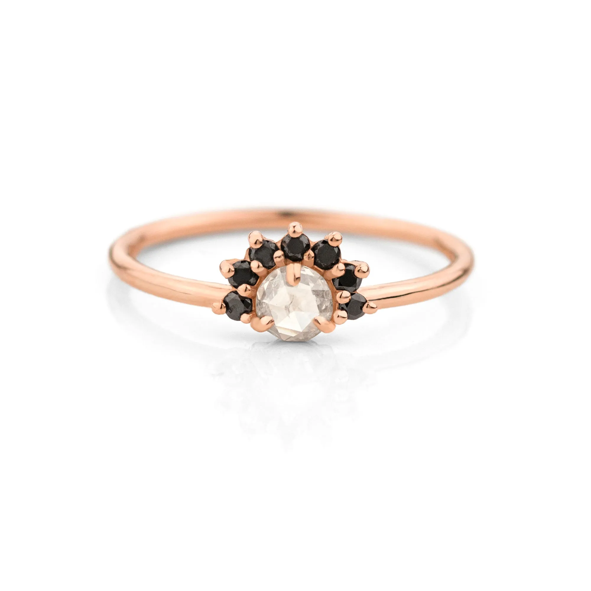 Black Diamond Half Halo Ring
