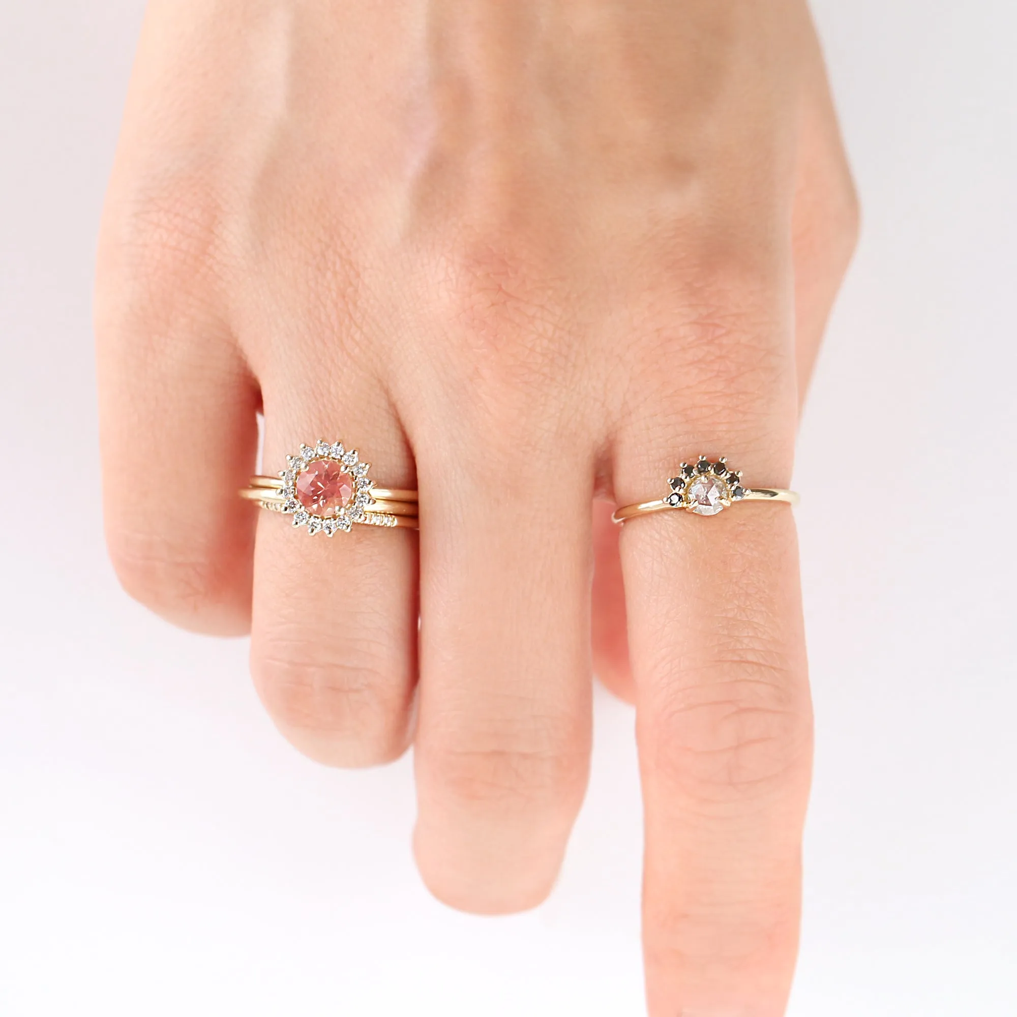 Black Diamond Half Halo Ring