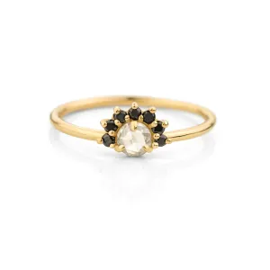 Black Diamond Half Halo Ring