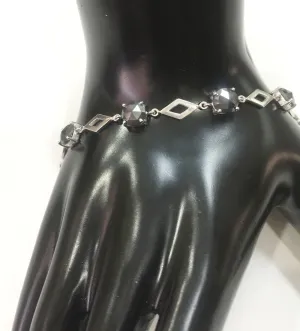 Black Diamond Tennis Bracelet with Black Gold Clasp - Birthday Gift