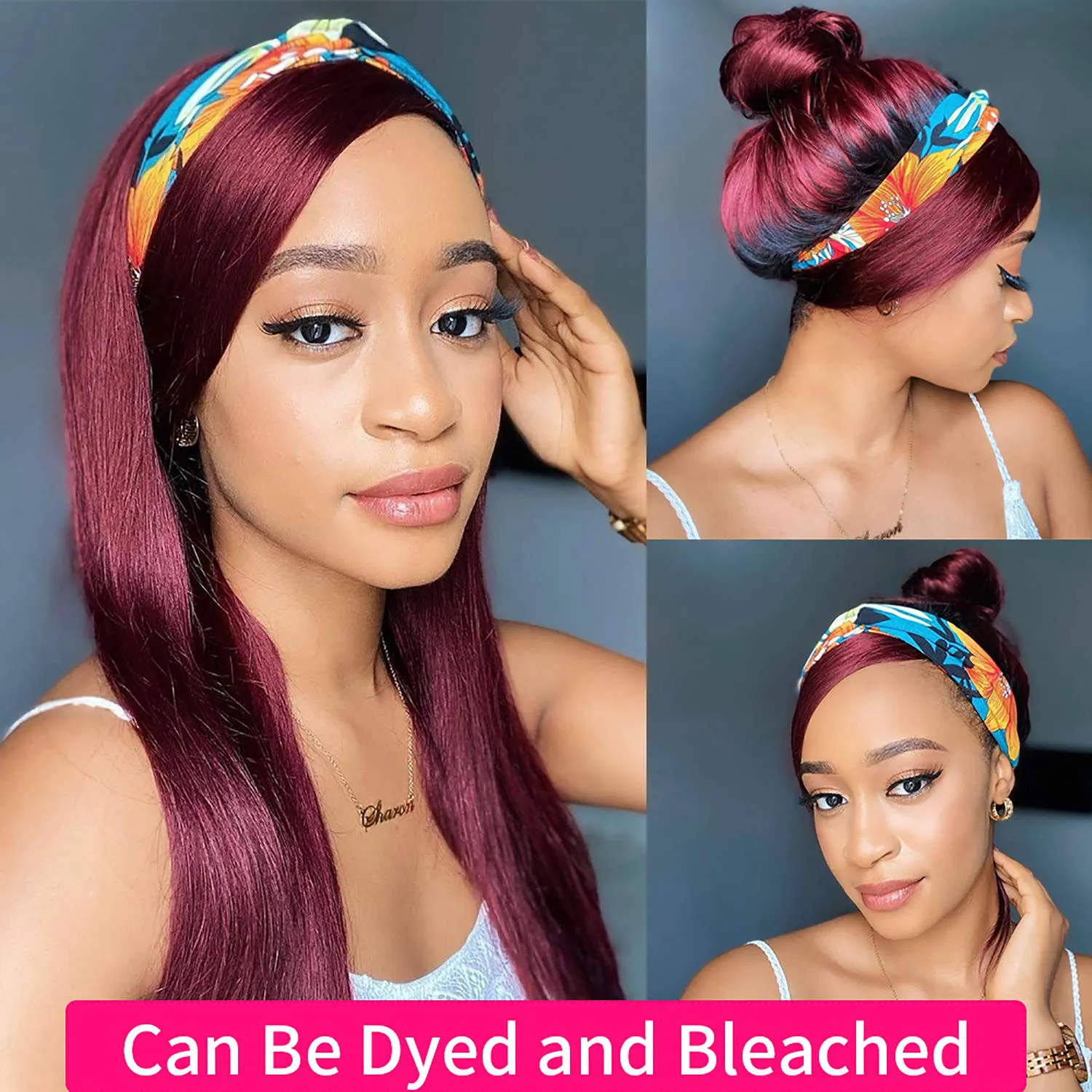 Black Straight Brazilian Virgin Human Hair Headband Wig
